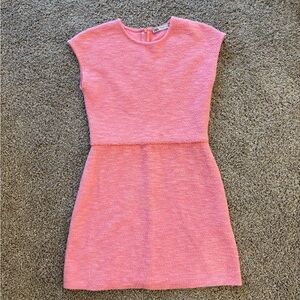 Zara Bubblegum Pink Textured Cap-Sleeve Mini Dress